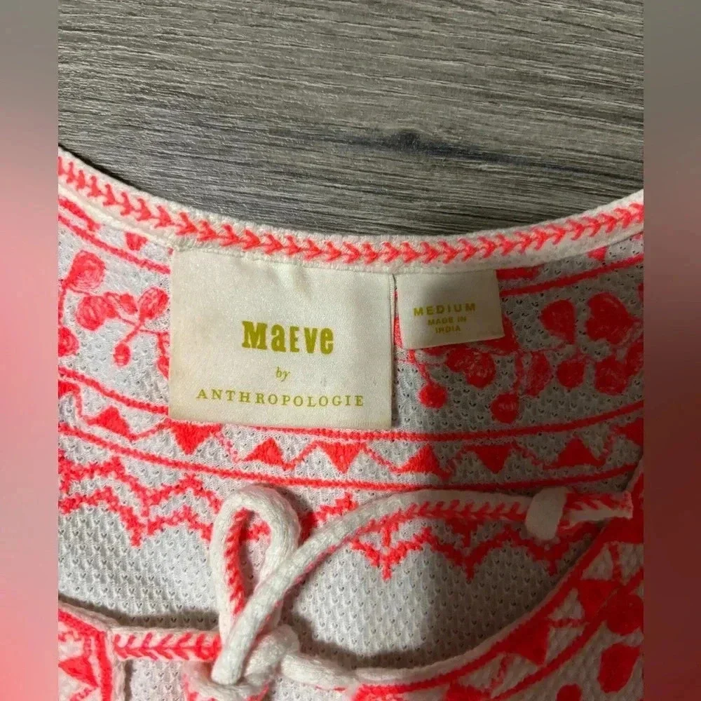 Anthropologie Maeve Louisa Textured Peasant Top Size Medium - Picture 6 of 9